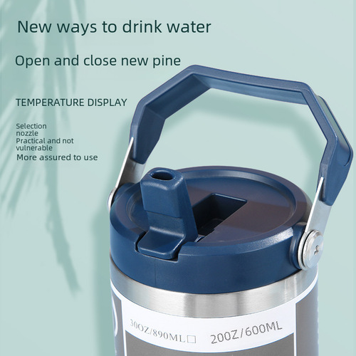 Cross-border 30oz Tote Ice Boss Cup 304 Stainless Steel Insulated Cold Brew Coffee Cup Car Straw Car Cup New Style
