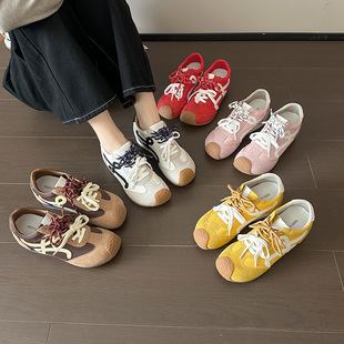 Grape Mom's same style inner heightening genuine leather 2025 new moral training shoes women's casual sports shoes small white shoes Forrest Gump shoes