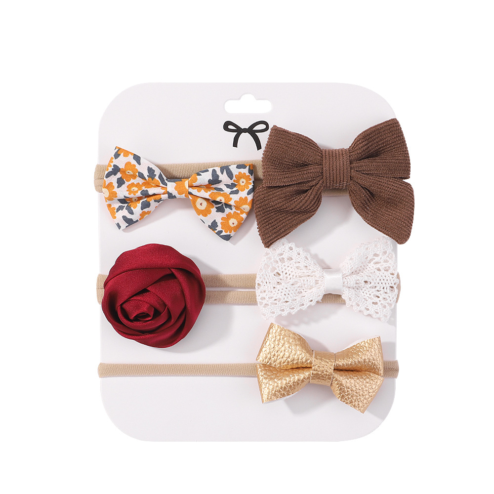 Cute Plaid Flower Bow Knot Cloth Lace Hair Band display picture 3