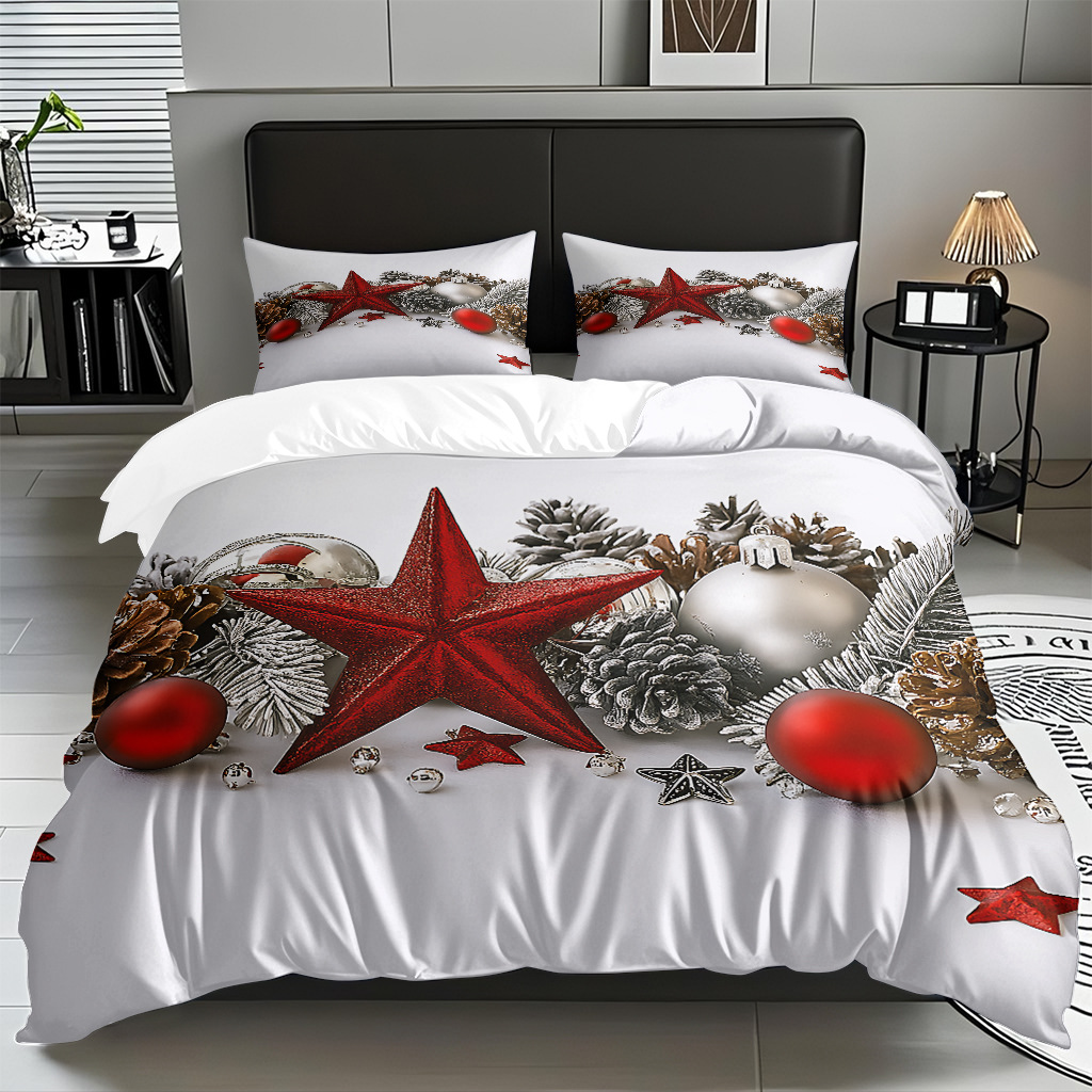 TEMU / JIT impresión digital transfronteriza HD Navidad pro piel suave colcha de cama kit para diseñar venta directa de fábrica