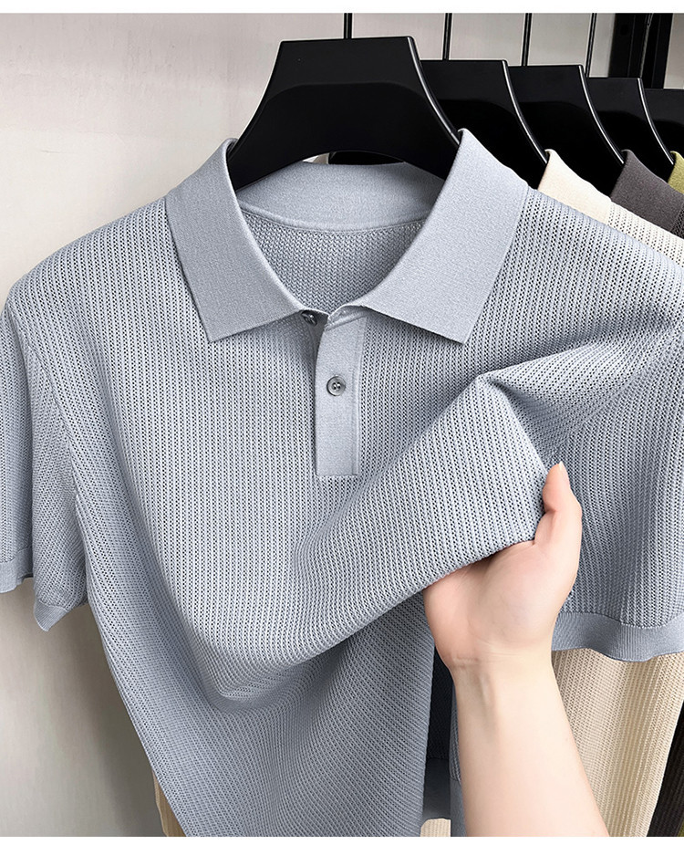 Men's High End Modal Breathable Cooling Collar Polo Shirt New Summer Short Sleeve Knitted T-Shirt Comfortable Fashion Top_viptrois.com