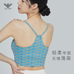 短款裸感含胸墊瑜伽服背心女 健身美背上衣抗震瑜伽內衣 中強度