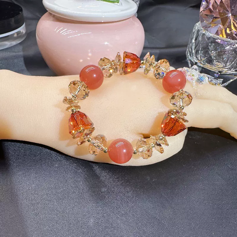 手链手串女原创设计奥地利水晶天然石胶花水晶黄水晶搭配厂家批发