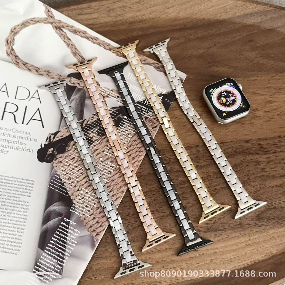 For Apple Apple WatchS10 Watch with Women's Small Barbarian Waist Metal Spelling Resin iwatch9876SE