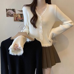 2025秋季新款女装胖MM女士针织开衫流苏小香风喇叭袖毛衣女A7501