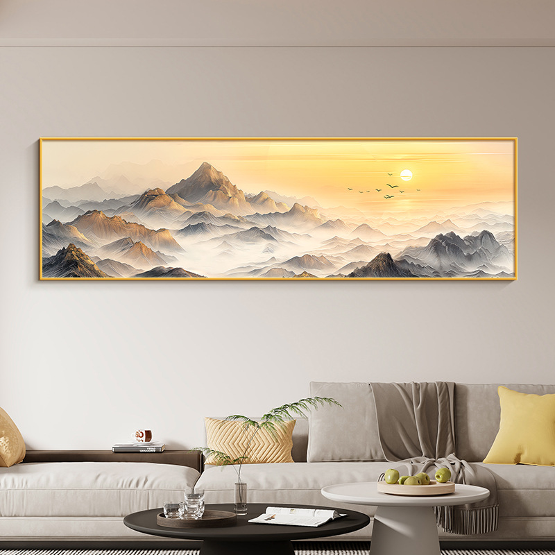 Jinshan Painting Backer Mountain Picture Living Room Sofa Background Wall Hanging Painting Oil Painting Office Decorative Painting Sunrise in the East Landscape Painting