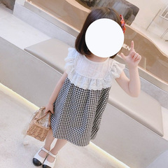 女童2023新款連衣裙兒童格子無袖公主裙子寶寶洋氣薄款夏裝季0154