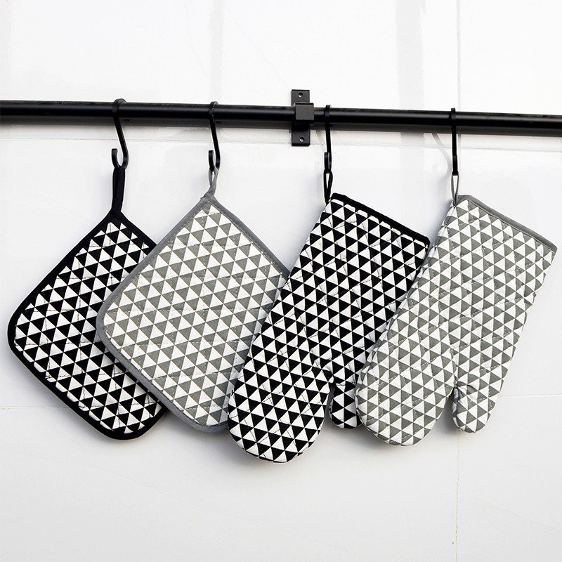 工廠貨源幾何圖案隔熱手套微波爐烘焙手套隔熱墊