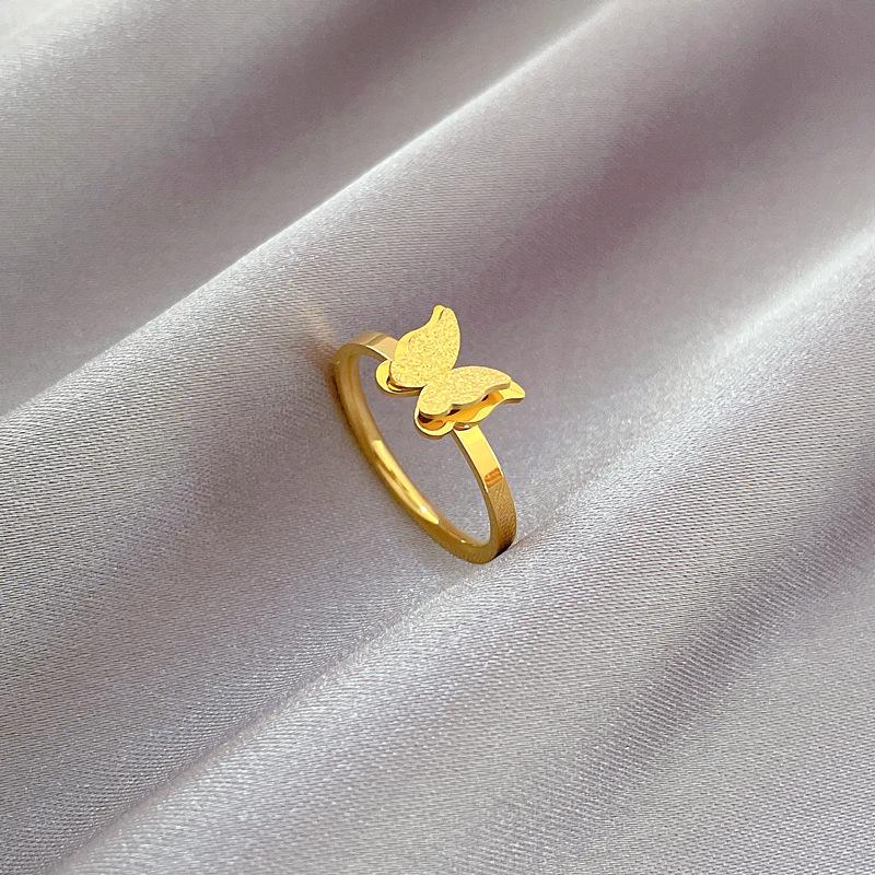 Minimalistische vlinder ring van titaniumstaal dames heren_voghion.com