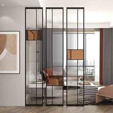 简约轻奢玻璃隔断铁艺不锈钢客厅玄关饭店包间装饰隔断