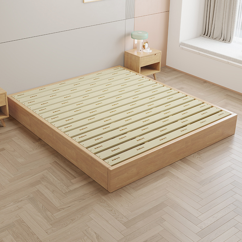 All Solid Wood Tatami Bed Simple Platform Bed Nordic Double Bed B&B Hotel Floor-Standing Bed Without Bedside Bed Frame Customization