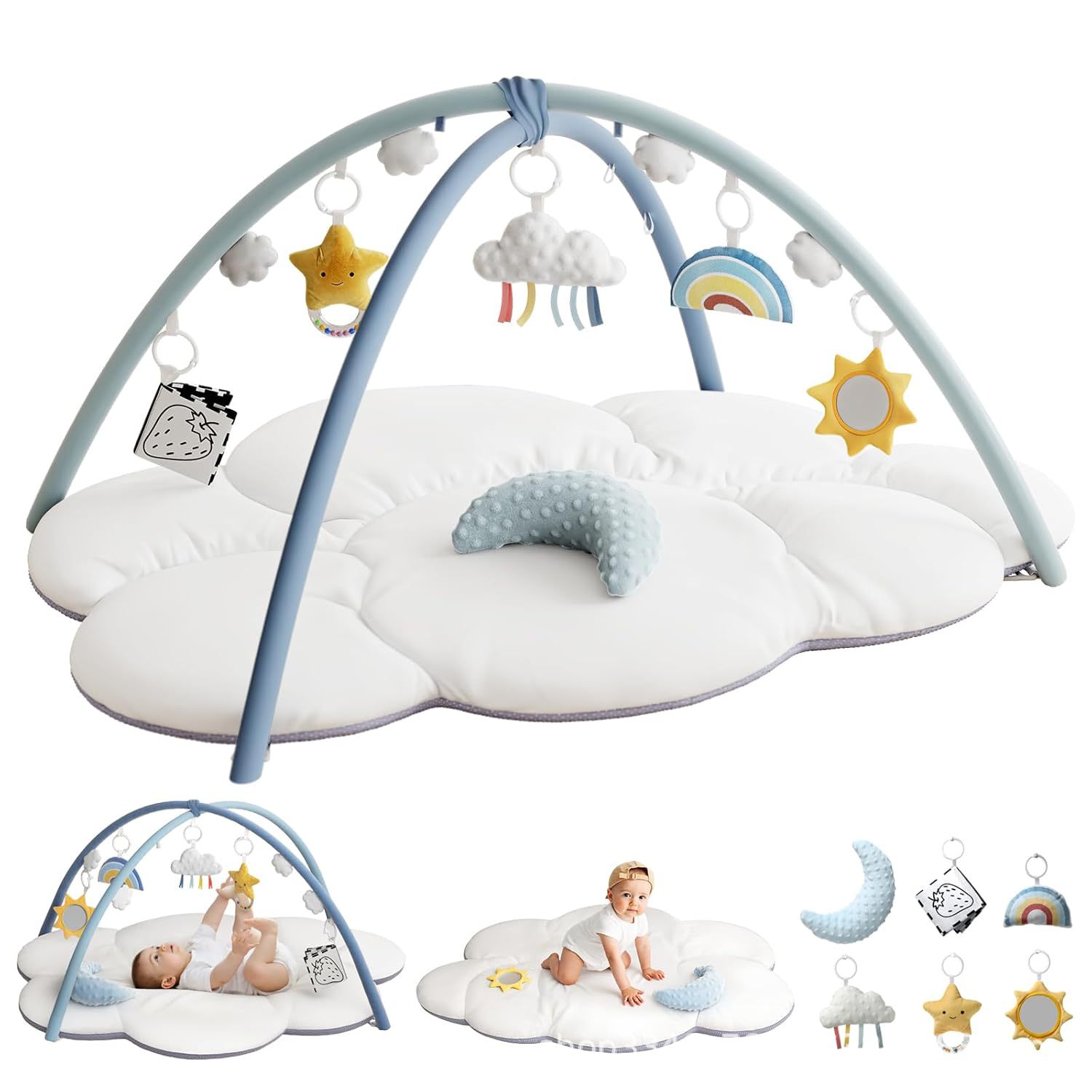 Cross-Border Baby Cloud Game Mat Fitness Frame Cushion Climbing Mat with Cloth Book Pendant