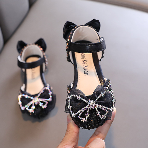 2024 Autumn New Korean Style Girls Princess Girls Sandals Elementary School Baby Children's Shoes Single Shoes