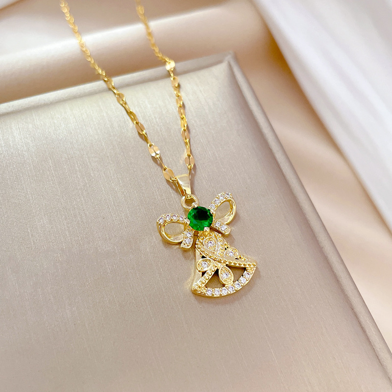 Elegantes Schmuckset Aus Mikro-inlay Kette Und Ohrringen_voghion.com