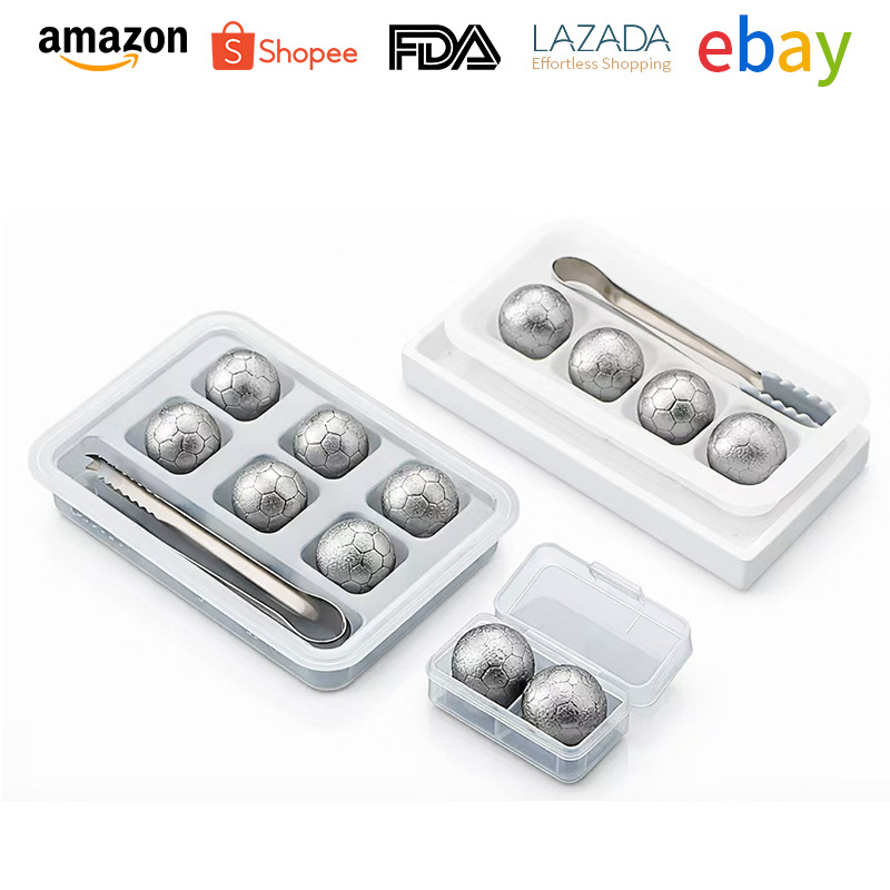 304 stainless steel ice cubes, ice balls, ice stones for whiskey, beer, and drinks, with ice tongs set, gift