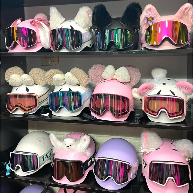 Ski Helmet Accessories Cat Ears Skiing Warm Decoration Stickers
