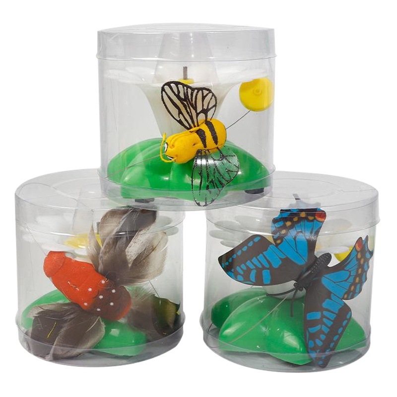 Pájaro volador eléctrico gato juguete mariposa girando alrededor de flores automático divertido gato juguete mascota gato suministros al por mayor