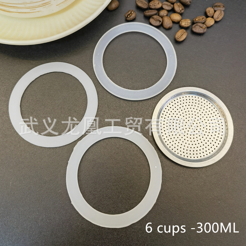 Cross-border explosions coffee pot accessories 4-piece mesh * 1 silicone ring * 3 wholesale and retail mocha pot replacement