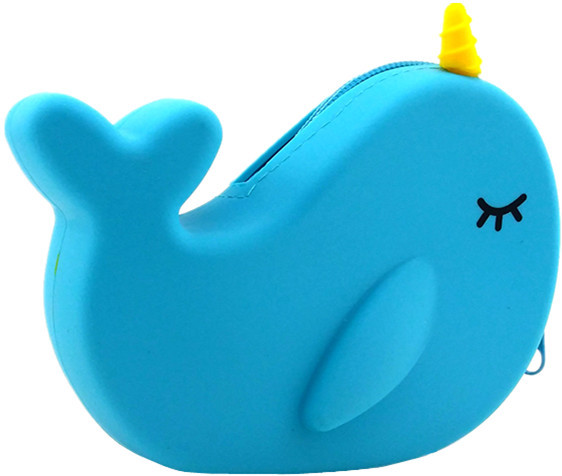 Niños divertidos cartoon silicone bolso de cambio lindo ballena zipper llave bolso de impresión de color sólido cable de datos auriculares bolsa de almacenamiento