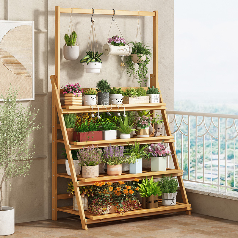 ベランダの花棚室内の多層リビングルームの家庭用物置棚の多肉の緑の花鉢棚の折り畳みの植木鉢棚が着地します。|undefined