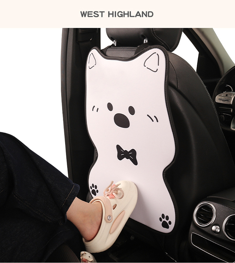 West Highland Car Anti-Kick Pad Cartoon Cute Kidsren's Seat Back Anti-Scratch Pad Universal Decorative Rear Seat Back Anti-Kick