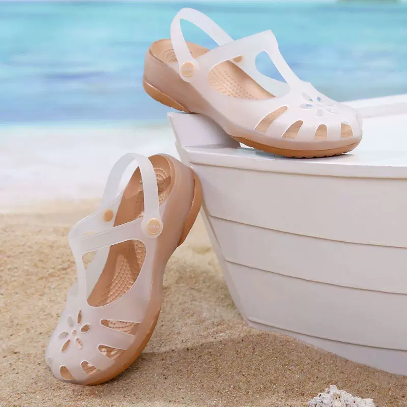 2025夏季新款DLTTER平底镂空碎花EVA款平底洞洞鞋女凉鞋夏