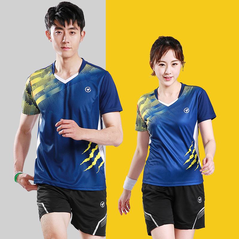 Badminton Clothing Men's Women's Short-sleeved Quick-drying Sweat-wicking Sports Clothes Top Summer Table Tennis Training suit