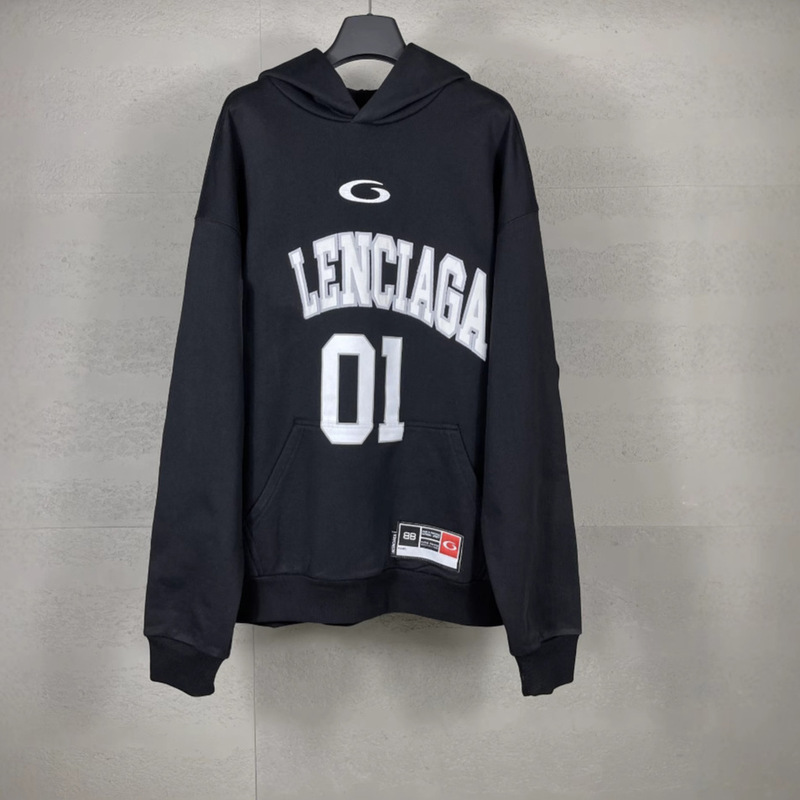 High Version of B's Ss25 New Joint Paris Basketball 01 Jersey Embroidered Printed Loose Hooded Long-Sleeved Sweatshirt High Version of B's Ss25 New Joint Paris Basketball 01 Jersey Embroidered Printed Loose Hooded Long-Sleeved Sweatshirt