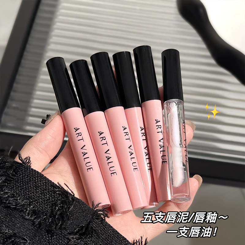 ArtValue Black Pink Love Letter Lip Makeup Kit Mat Soft Mist White Maquillaje Lip Polish Esmalt Set Lip Esmalt Set image 3