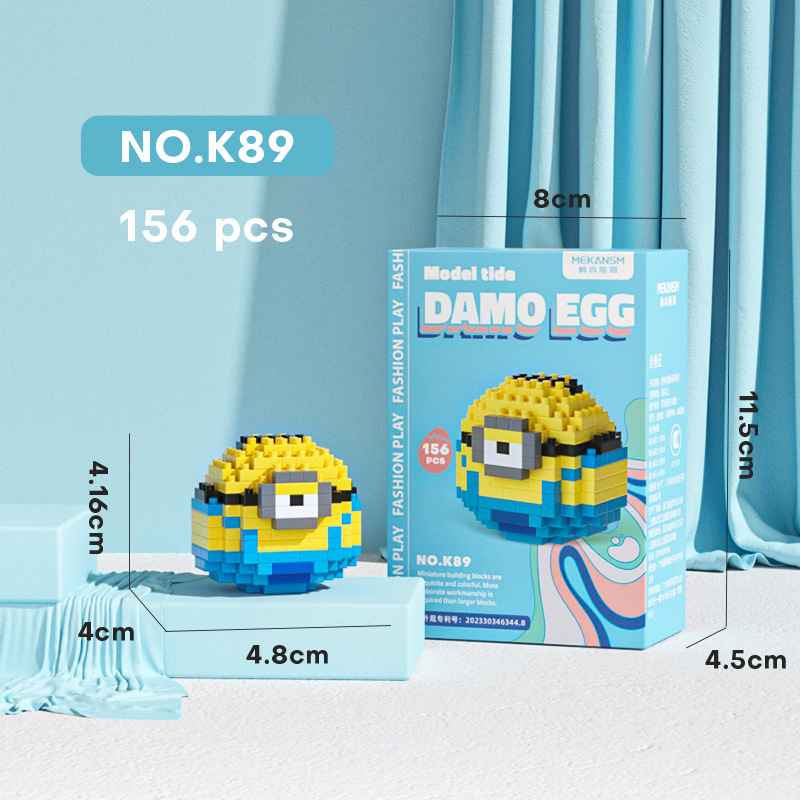 Compatible con LEGO dibujos animados Q versión muñeca Damo huevo Beier micro partículas de montaje educativo bloques juguete regalo