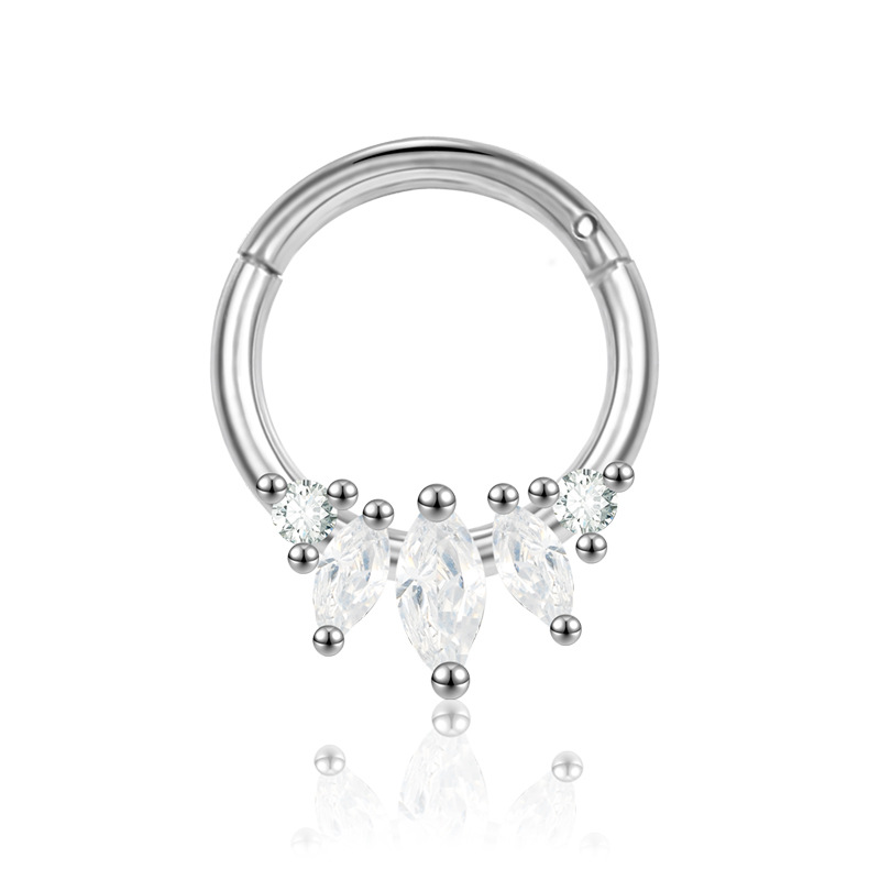 2023 New Hot Sale Zircon Nose Decoration Women's Stainless Steel Diamond Nose Ring Elegant Fashion Spinning Ring Universal Ring detail image 10