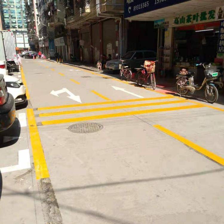 高埗停车场车位标线 消防车专用通道热熔划线施工