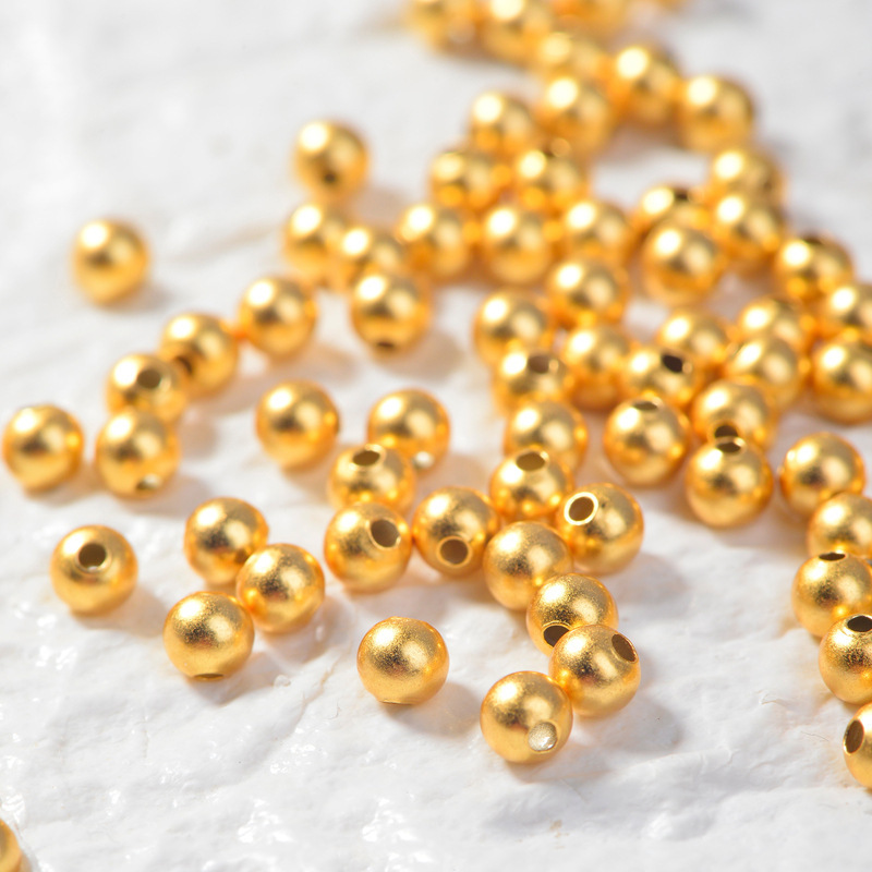 S925 Sterling Silver Gold Plated Small Beads Small Gold Beads Round Beads Limit Beads Lutong diy Handmade Silver Jewelry Bracelet Accessories