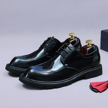 皮鞋男士商务正装圆头鞋子英伦潮流轻便西装结婚漆面休闲男鞋代发