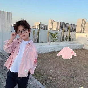 Spring and Autumn Children's All-match Bar-strip Casual Long-sleeved Shirt Spring and Summer Children's Baby Handsome Lapel Shirt Trendy