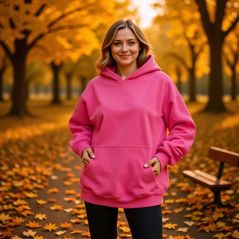 2026 Export Unisex Hooded Sweatshirt Solid Color Fleece Pullover Autumn and Winter Loose Casual Sports Top