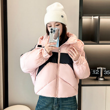 2024冬季新款羽绒棉服女短款撞色时尚宽松小个子面包服加厚外套潮