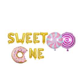 SWEET ONE金色字母甜甜圈糖果铝箔气球生日派对儿童装饰跨境热卖