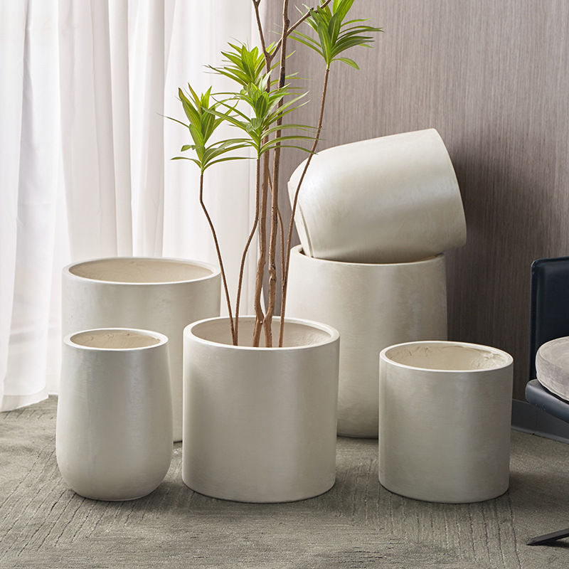 Simple creativo extra grande de magnesio barro maceta recta gran diámetro simulación planta verde Home Office Hotel decoración del piso