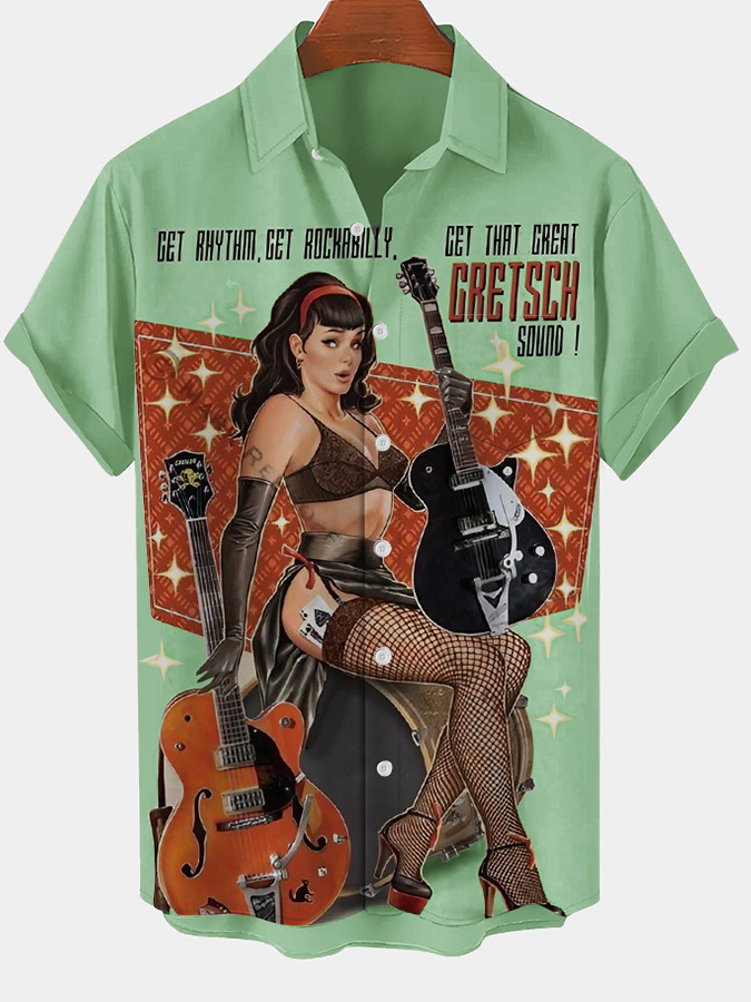 2025 nuevo estilo comercio exterior transfronterizo elemento creativo camisa 3D impresión digital tendencia suelta camisa de manga corta top de hombre