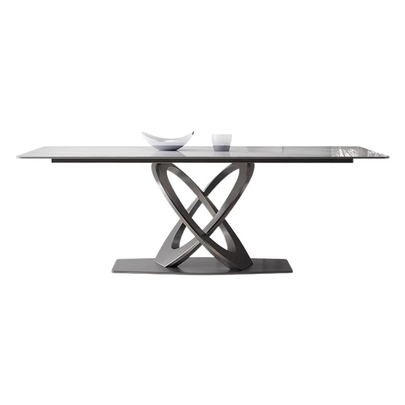 Taller casero minimalista italiano New Rock placa mesa de comedor y silla combinación de luz de lujo de alta gama brillante pequeño apartamento mesa de comedor rectangular