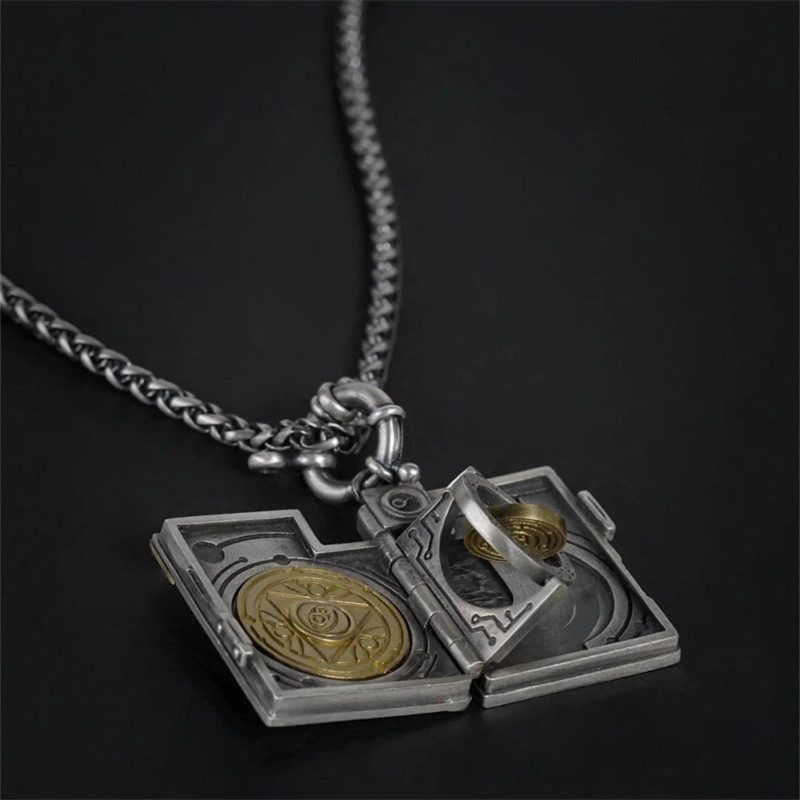 Harry Potter Peripheral Flip Magic Book Necklace Compasses Rotatable Pendants Anime Fans For Accessories