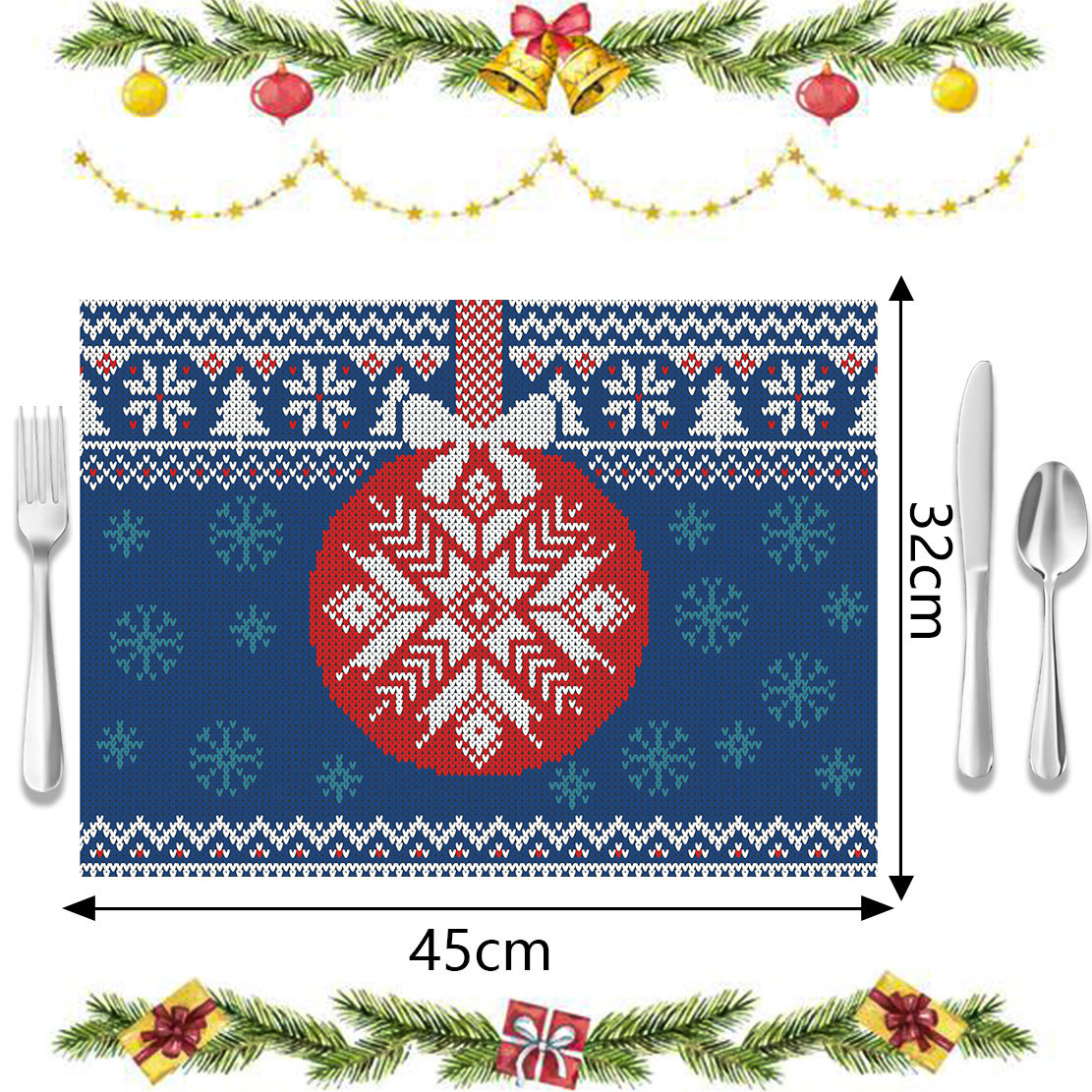 Weihnachts-Tischsets, Untersetzer, Weihnachtsdekoration, Tischsets, Hotel, Restaurant, Familie können für Tischsets verwendet werden_voghion.com
