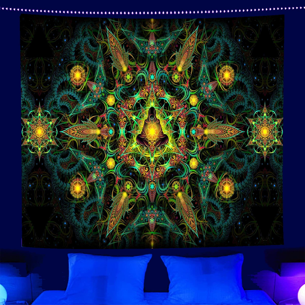 Флуоресцентная настенная tapestry с бабочкой