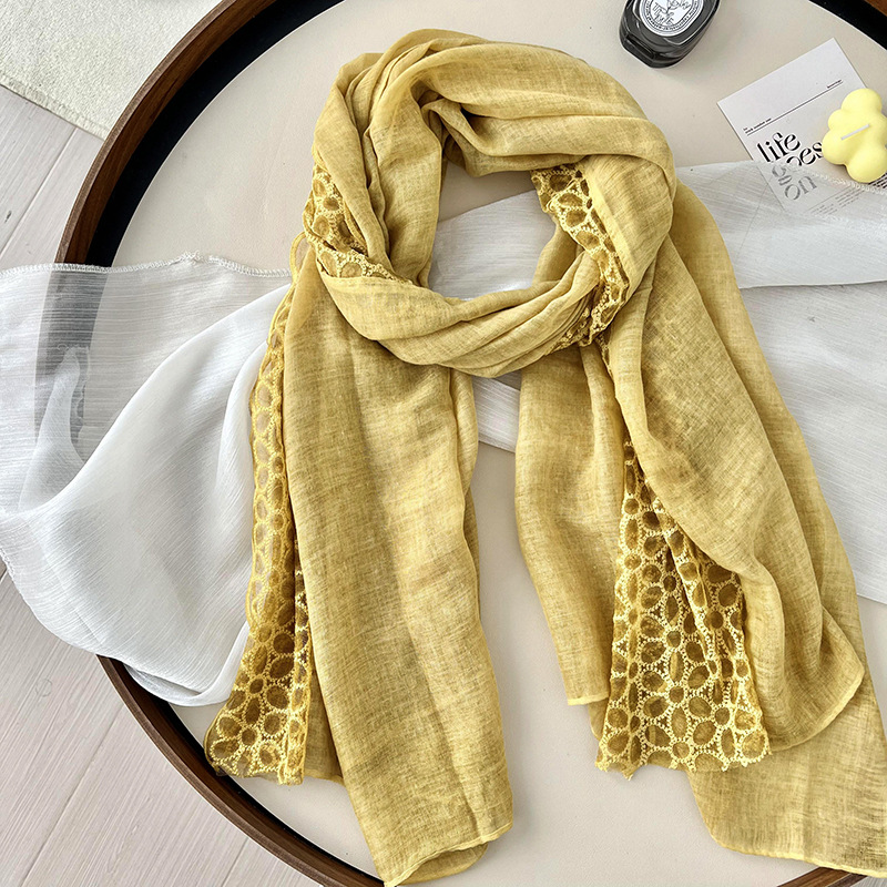 Bufandas de invierno femeninas de alta calidad lino de encaje bufandas delgadas bufandas de cuello bufandas de seda al por mayor
