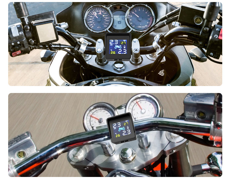 Cross-Border External Two-Wheel Motorcycle Wireless Tire Pressure Monitoring System Tpms High-Precision Tire Pressure Bluetooth with Screen Display