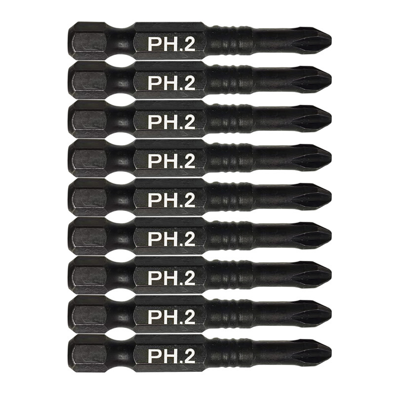 芸贝强磁批头十字批头黑色六角柄10pcs电动批头套装螺丝刀头