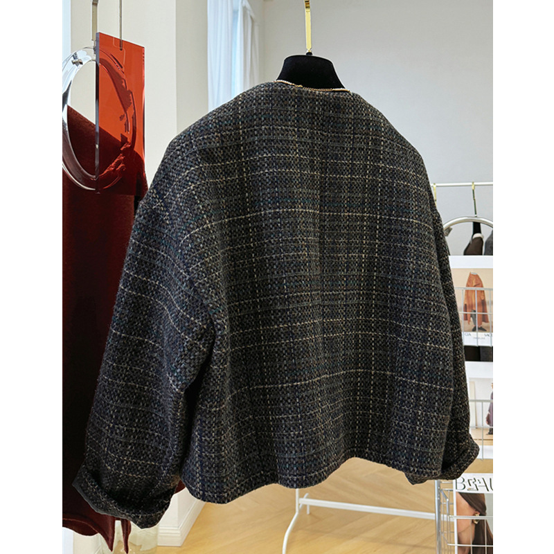 Korean Style Tweed High-End Short Woolen Outwear for Women Small Woolen Outwear Jacket 2025 Autumn and Winter New Style Korean Style Tweed High-End Short Woolen Outwear for Women Small Woolen Outwear Jacket 2025 Autumn and Winter New Style