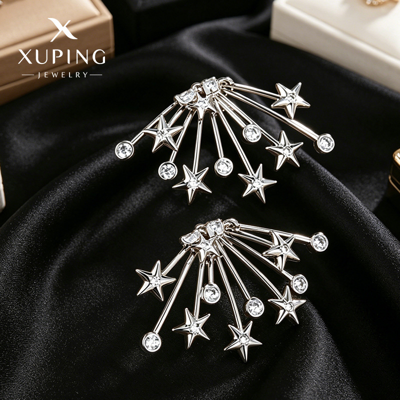 Xuping jewelry transfronterizo de Amazon aretes europeos y estadounidenses estilo coreano de diseño de la personalidad florece fuegos artificiales estrellas pernos de orejas