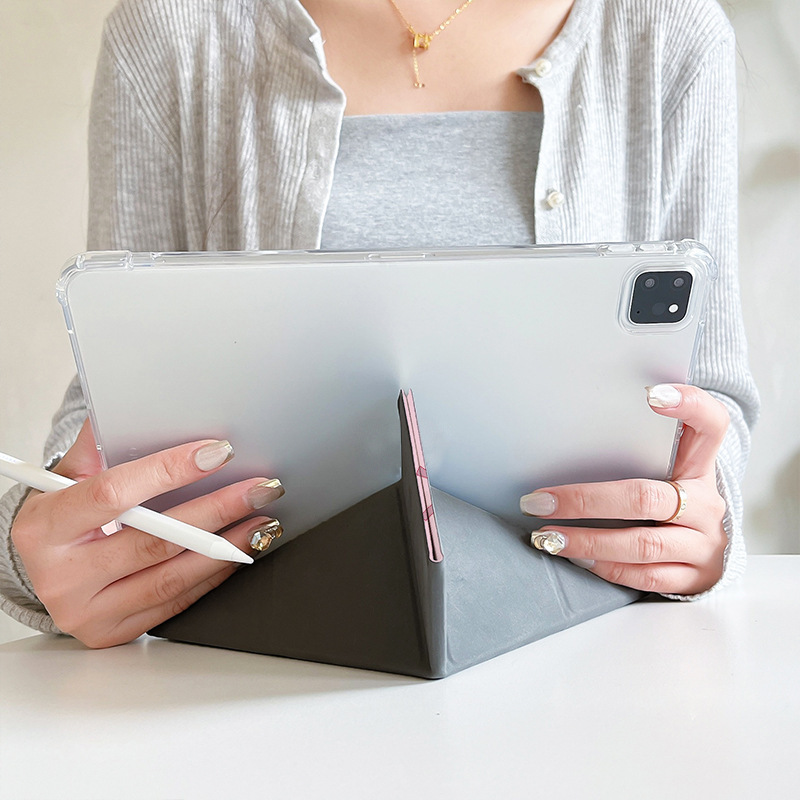 Con bolígrafo, cubierta de protección de patrón de arco pintado y plegado para Apple iPad, cubierta de placa plana de absorción anti-caída